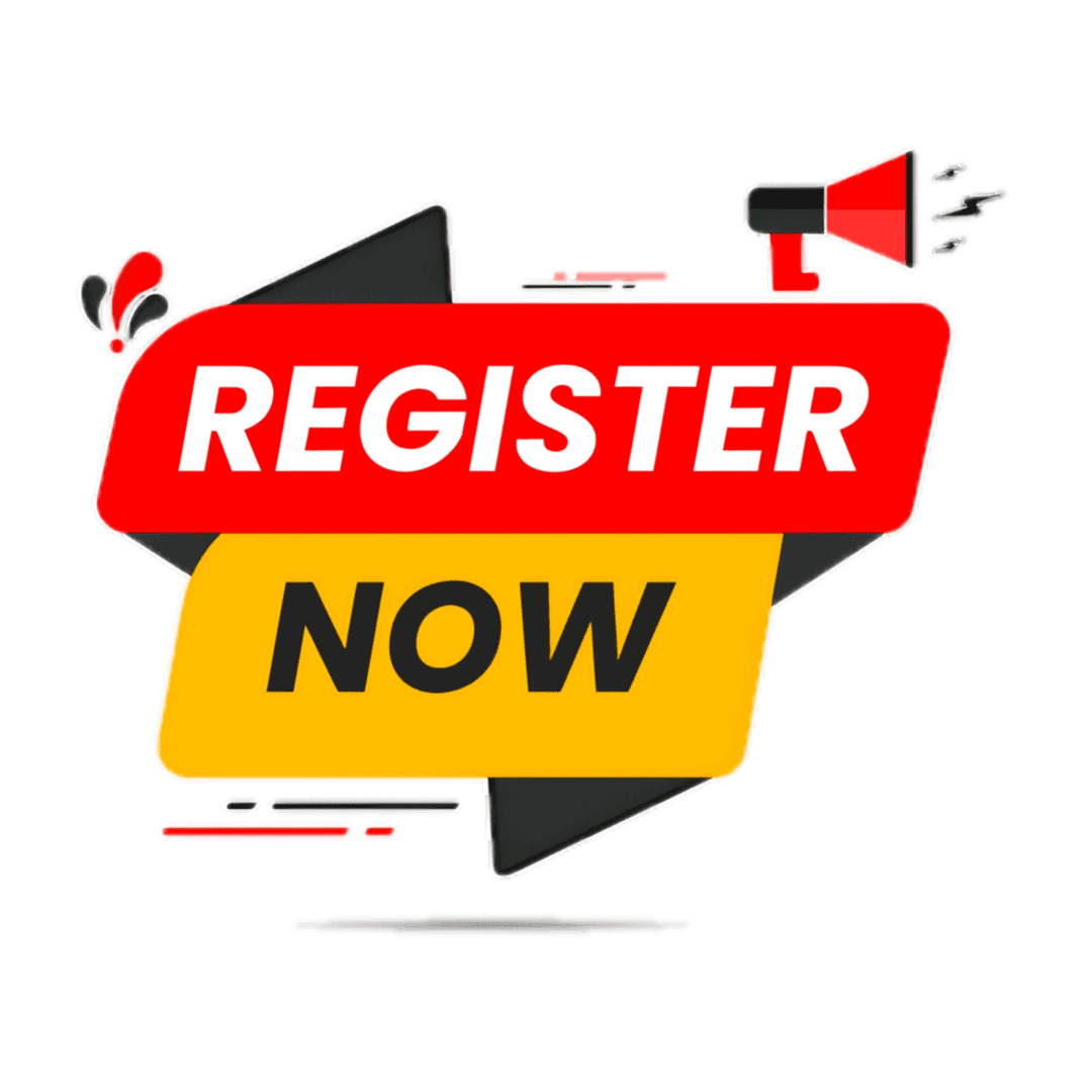 Logo DAFTAR SEGERA, huruf D yang bergaya biru dan putih dengan tanda semak